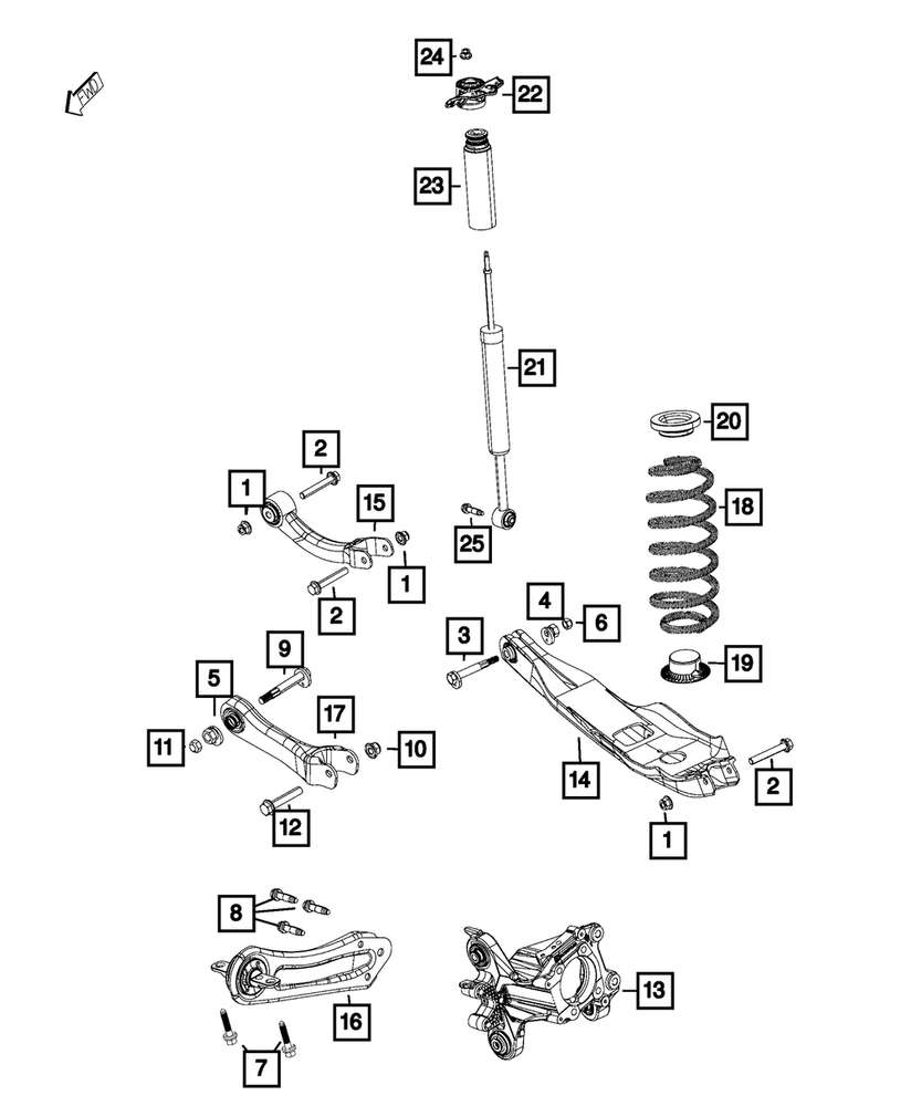 Genuine Mopar Rear Shock Mount Assembly Right 68226142AC