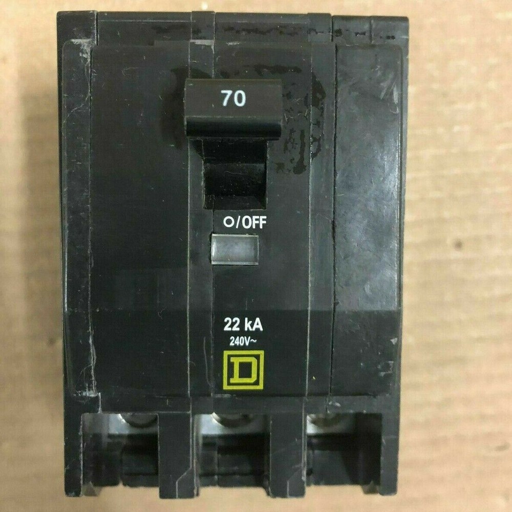 Square D QO QO370VH 3 Pole 70 Amp 240V 22kA Yellow Circuit Breaker