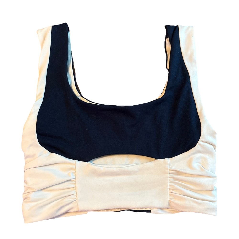 Women’s Free People Movement Blue White Sports Bra Front Cutout Size XS