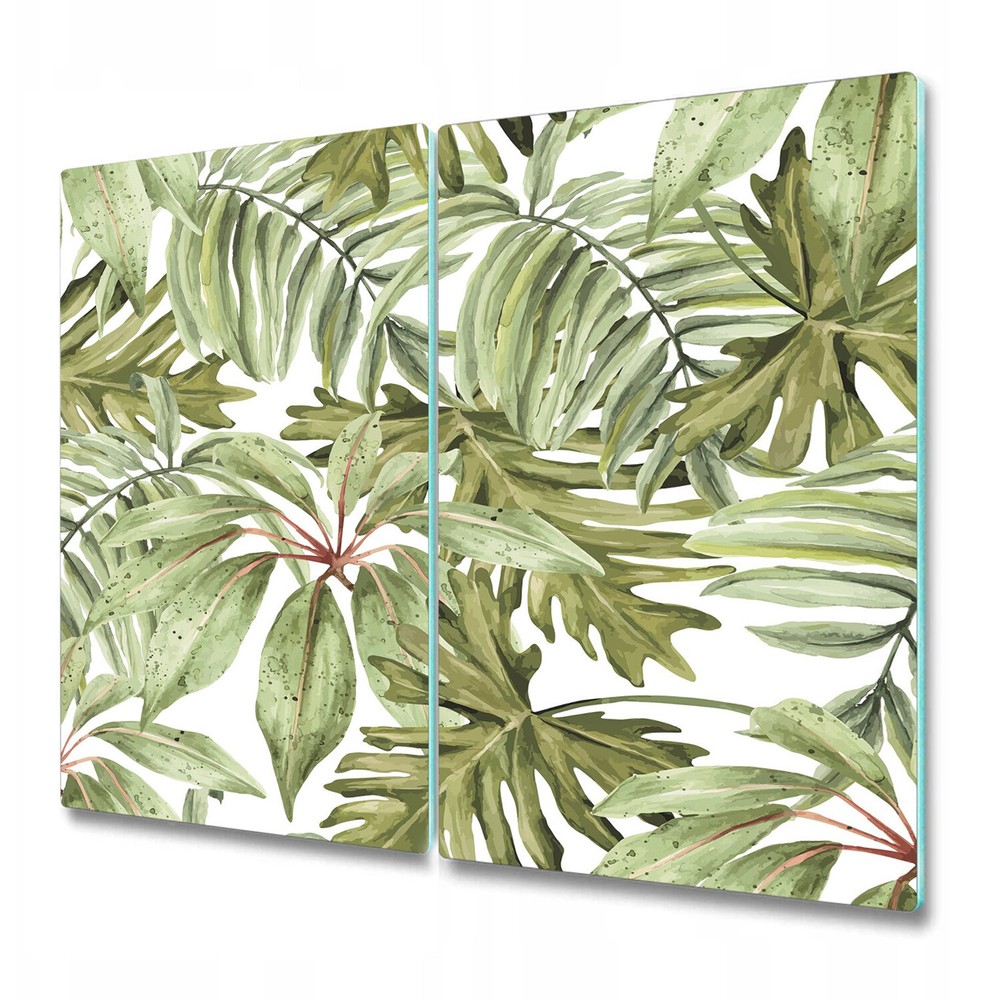 Glass Chopping Cutting Board Light Banana Leaves Tropical Bright Artwork 2x30x52