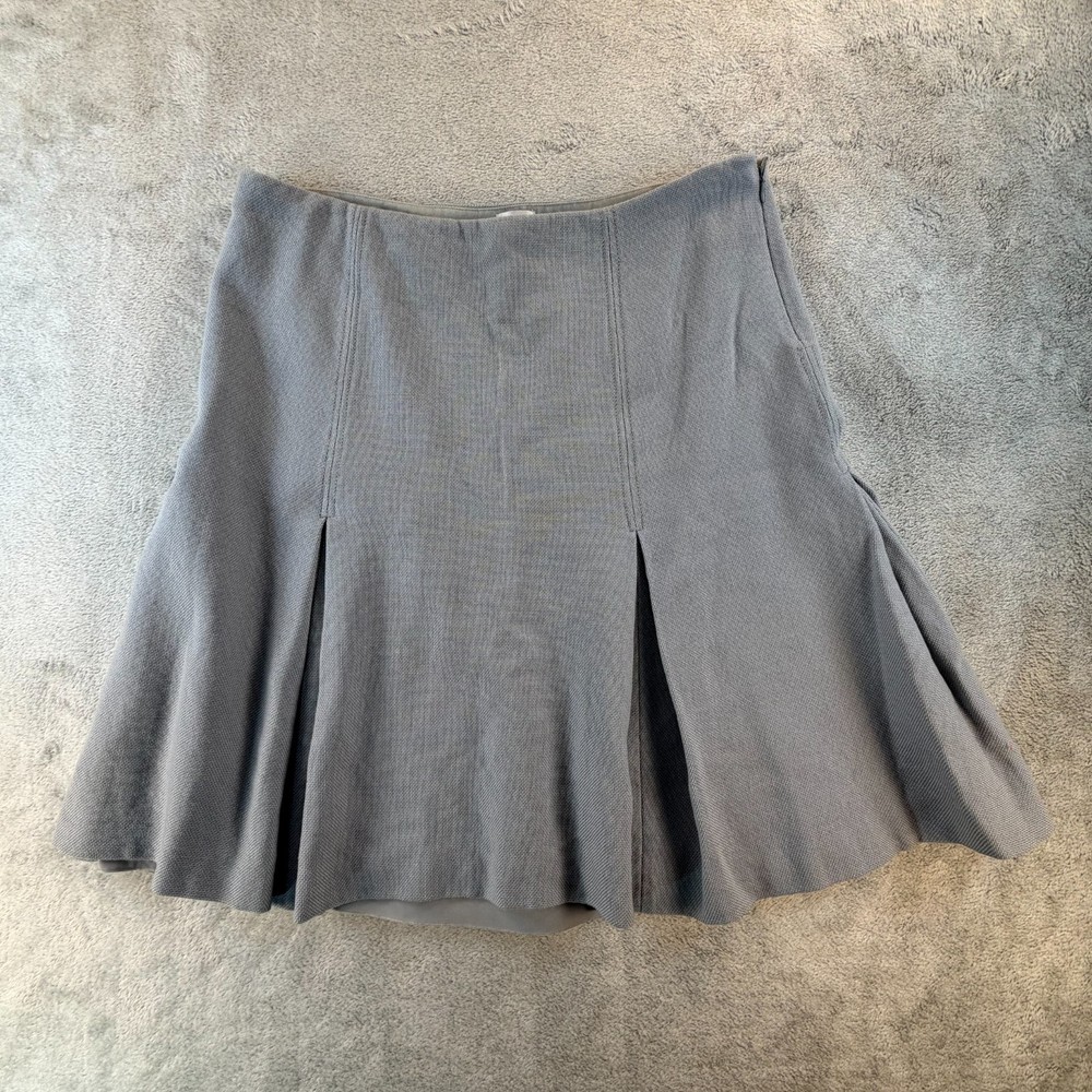Armani Collezioni Wool Pleated Skirt Womens 12 Gray Made in Italy