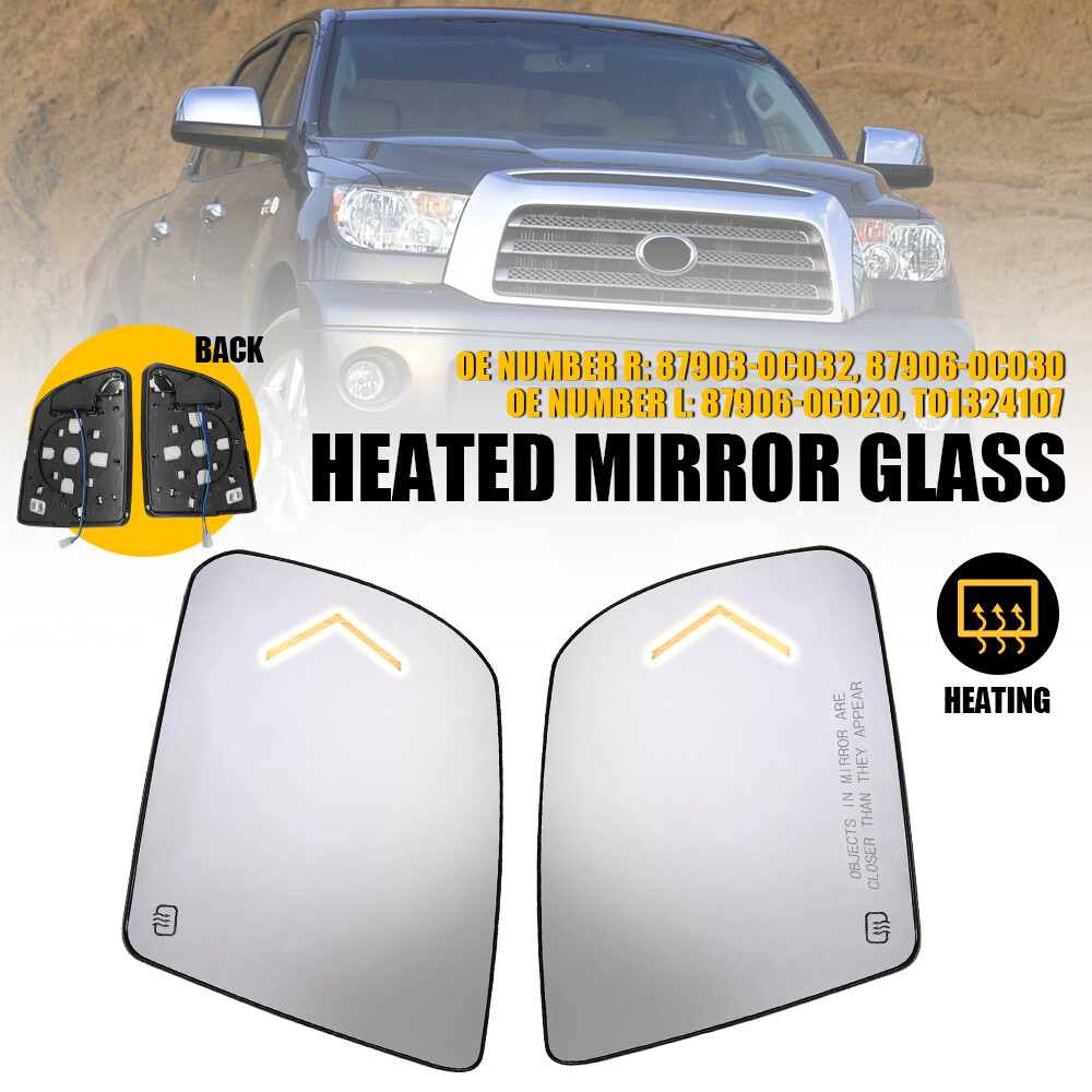 Right & Left Side Mirror Glass fits Tundra Sequoia 2007-2017 Heated Signal M
