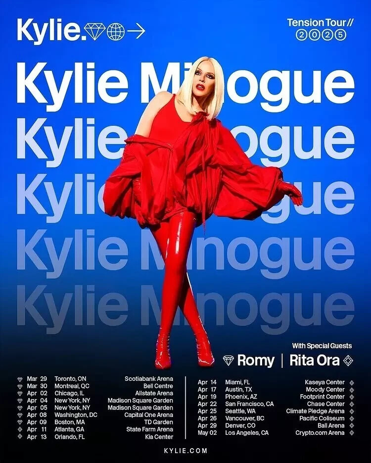 Kylie Minogue The Tension Tour 2025 Poster Wall Art Decor