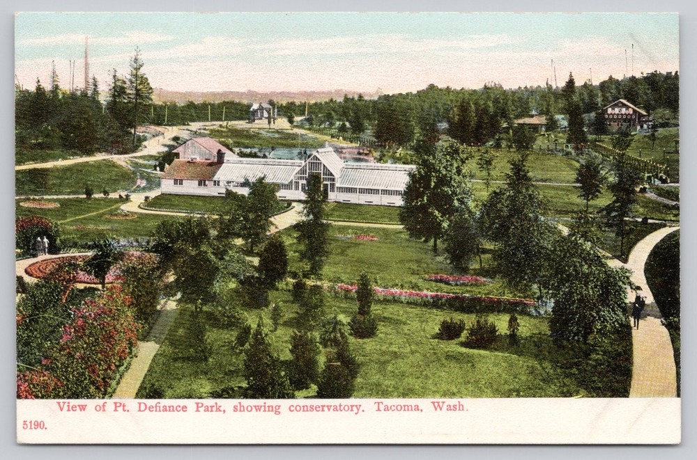 Tacoma WA Pt Defiance Park Conservatory Greenhouses German Postcard c1910