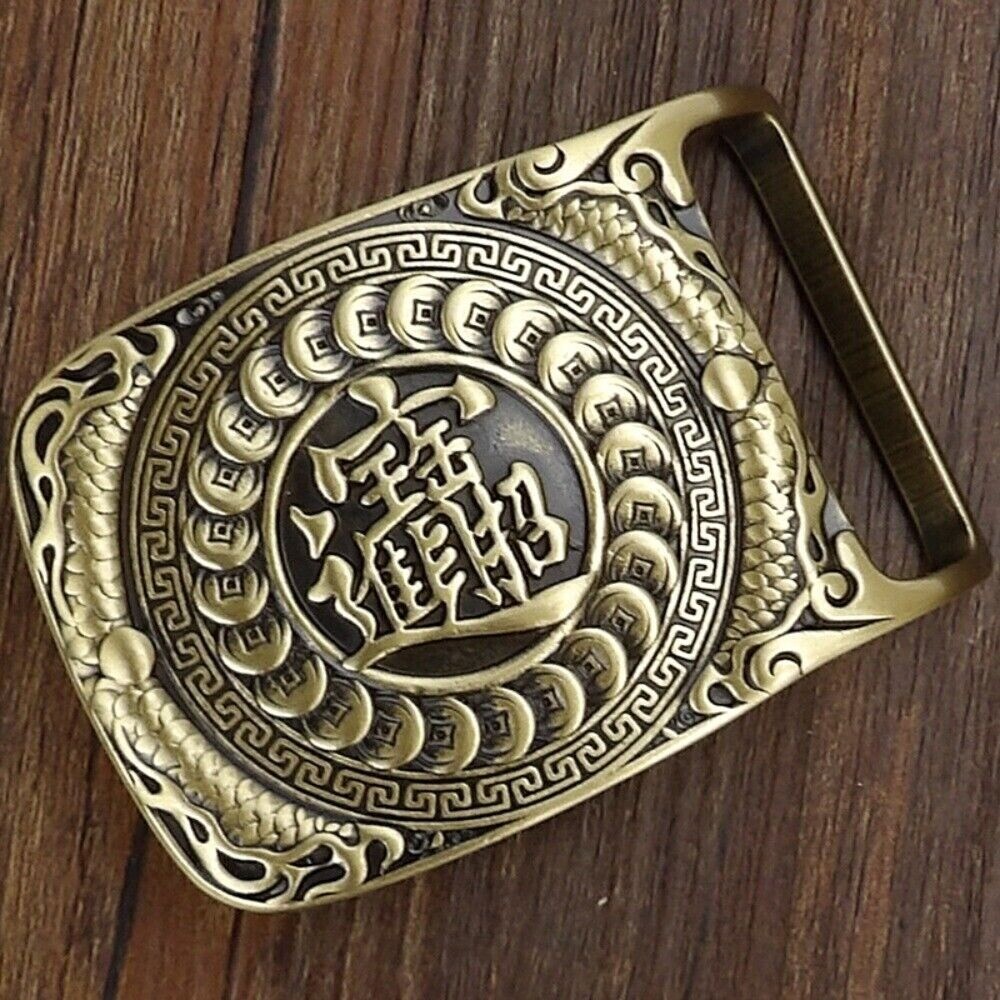 Pure Solid Brass Belt Buckle for Men Fits 1.5in Belts, Bring in Wealth & Fortune