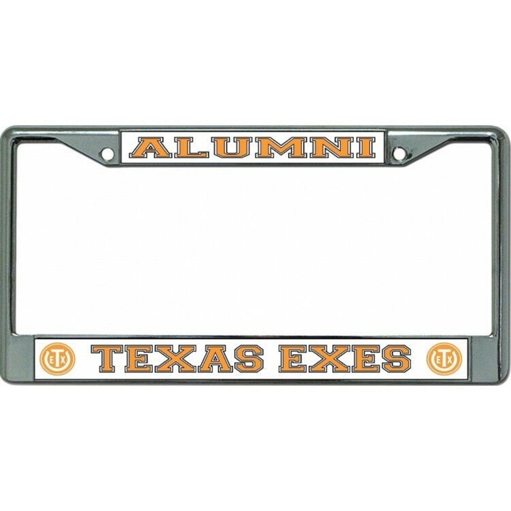 texas exes alumni college ncaa logo chrome license plate frame made in usa