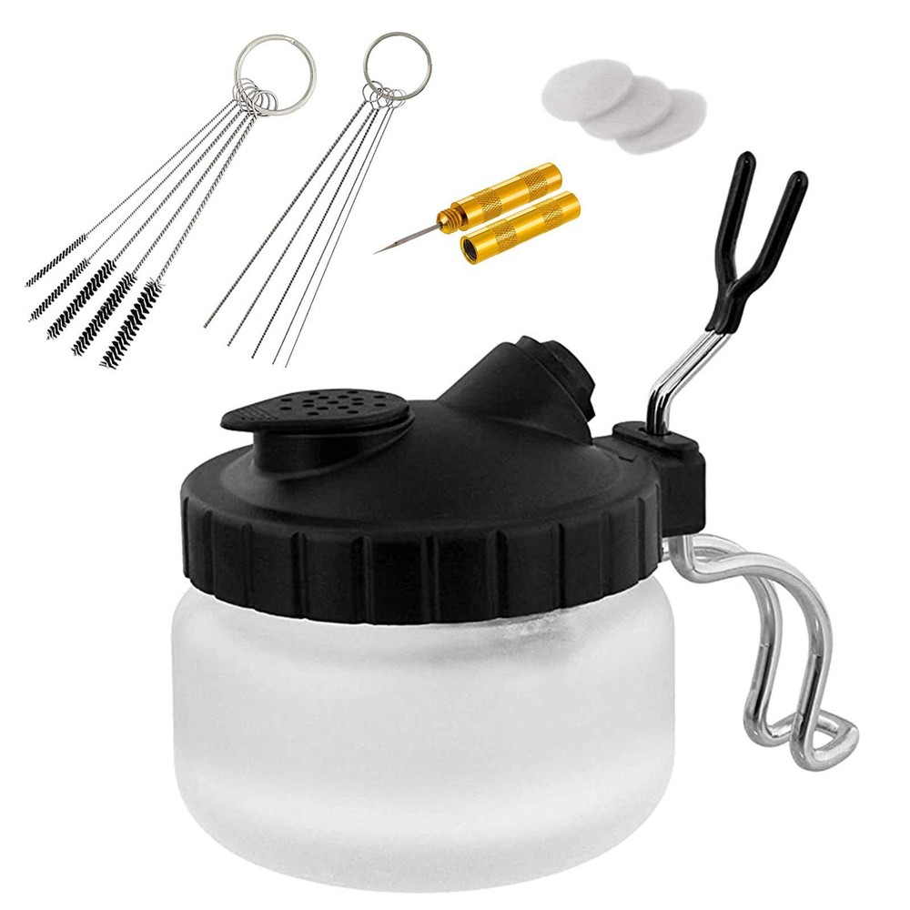 Airbrush Cleaning kit Glass Cleaning Pot with holder,Wash Cleaning Tools,5 No...