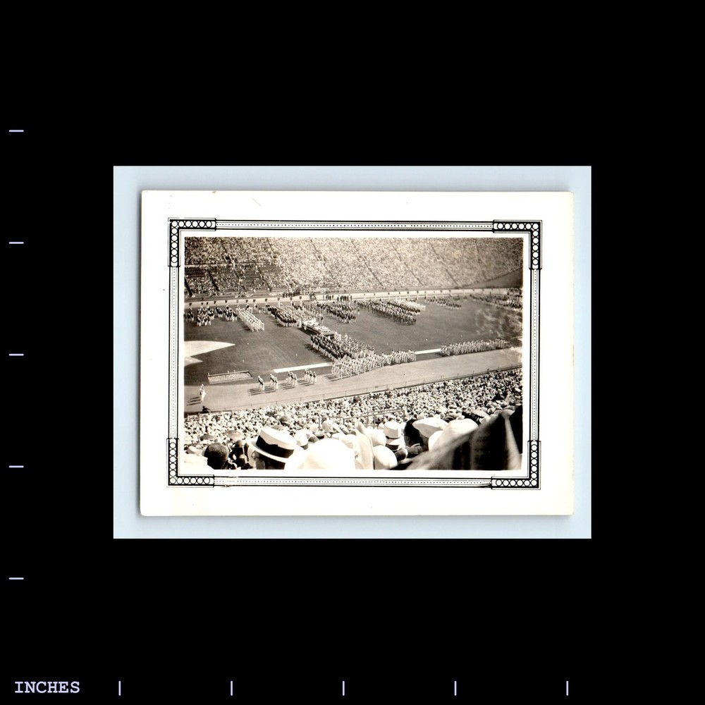 Old Vintage Photo FOOTBALL GAME CROWD STADIUM BLEACHERS PARADE