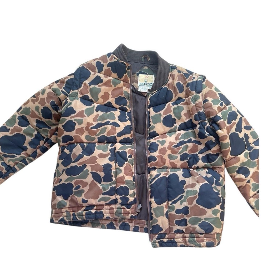 Multicoloured camo puffer jacket