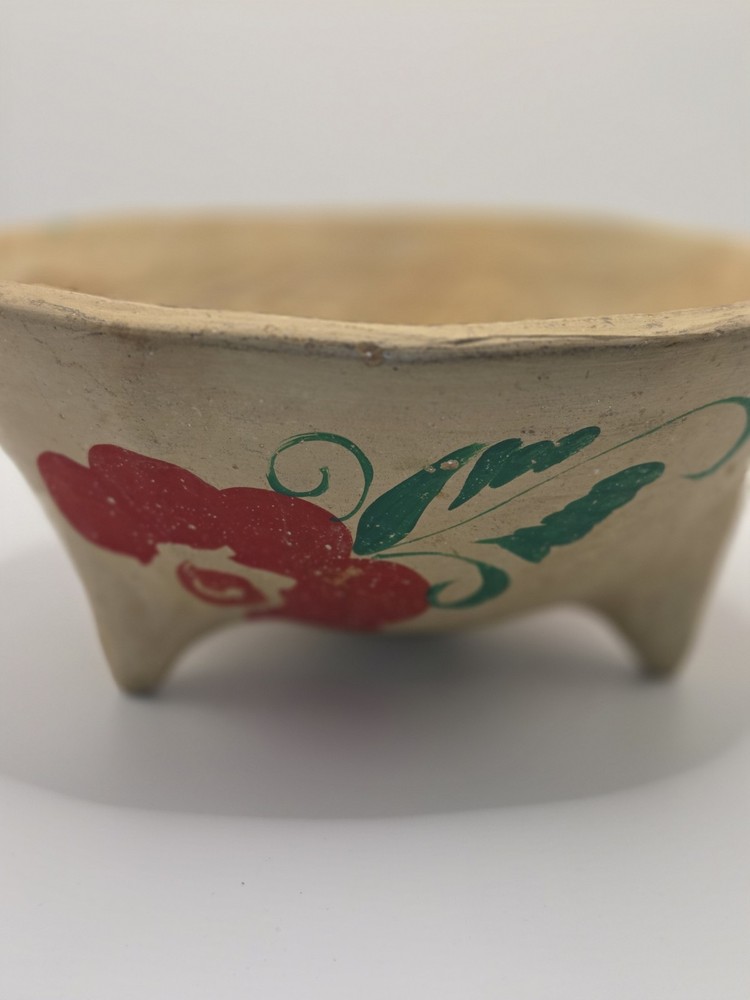Vintage Molcajete Bowl Hand Painted Made In Mexico Mexican Pottery