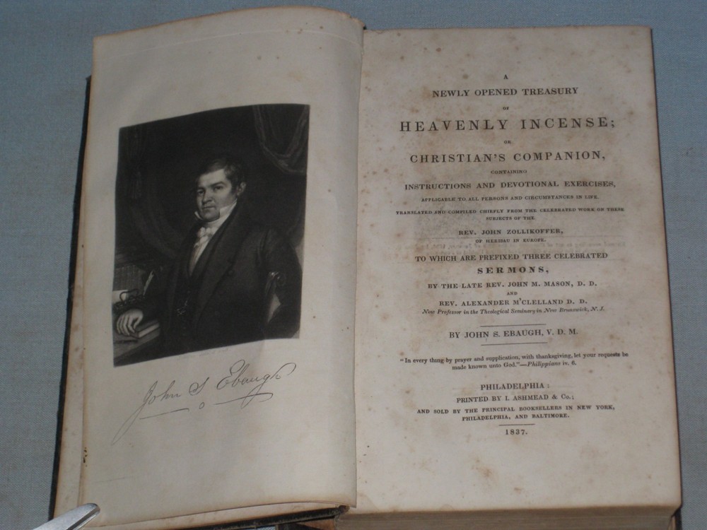 1837 Book Heavenly Incense Or Christian's Companion By John S. Ebaugh