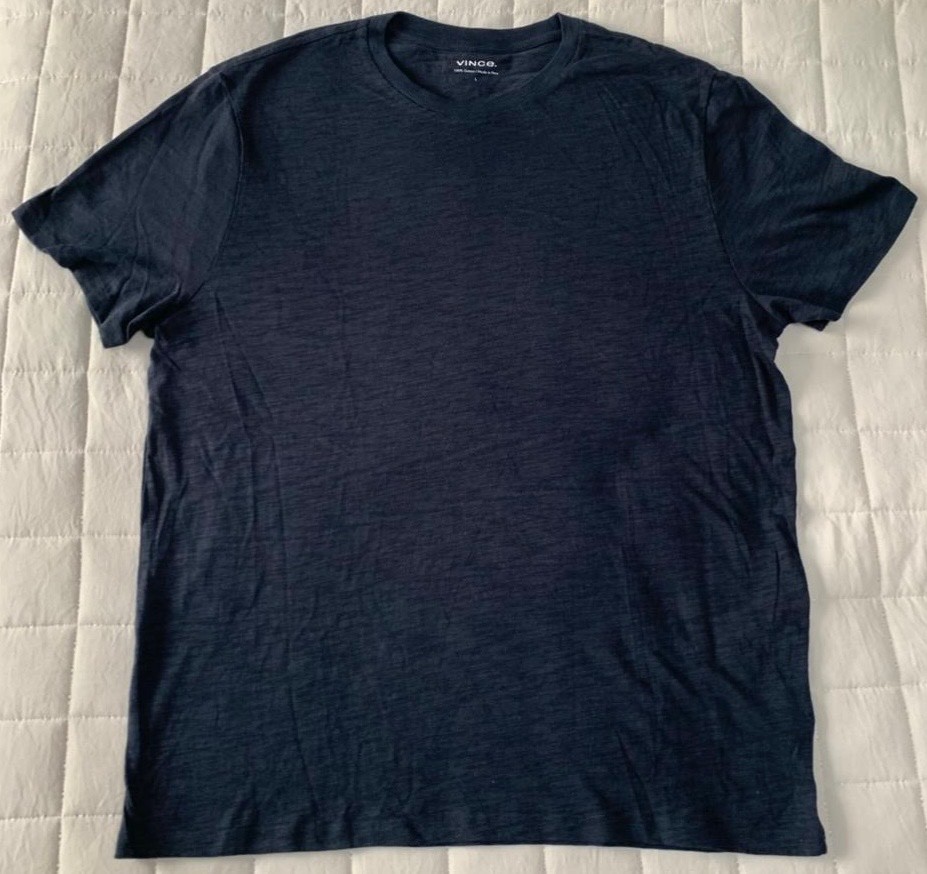 Vince Men's Short Sleeve Tee Dark Blue 100% Cotton Crew Neck Size L NWOT