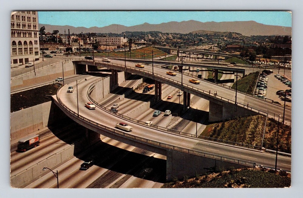 Los Angeles CA-California, Harbor Freeway Looking East, Vintage Postcard