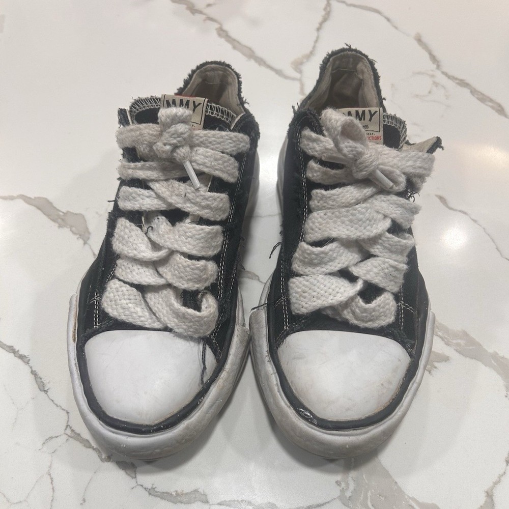 Maison Mihara Yasuhiro Black Distressed Canvas Low-Top Casual Sneakers Men