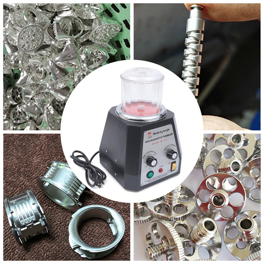 Mini Magnetic Tumbler 100mm Jewelry Polisher 4-Speed Finisher Machine