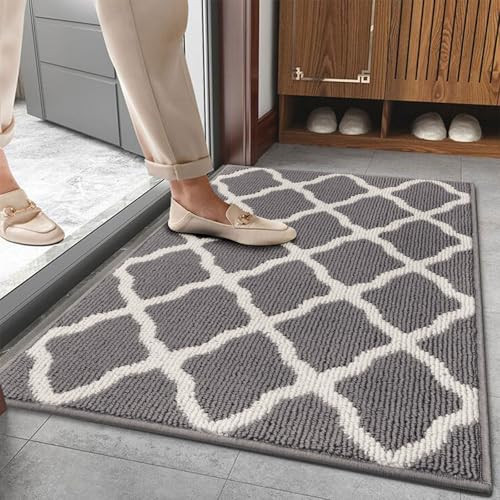 Non-Slip Washable Indoor Door Mat 20x32 Light Gray for Front Entry