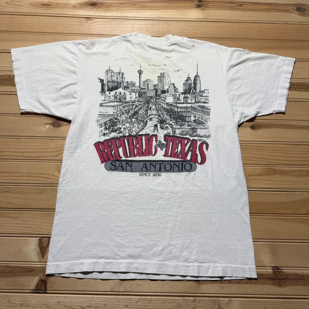 Vintage 90s Republic of Texas San Antonio Riverwalk City Graphic Shirt USA Large