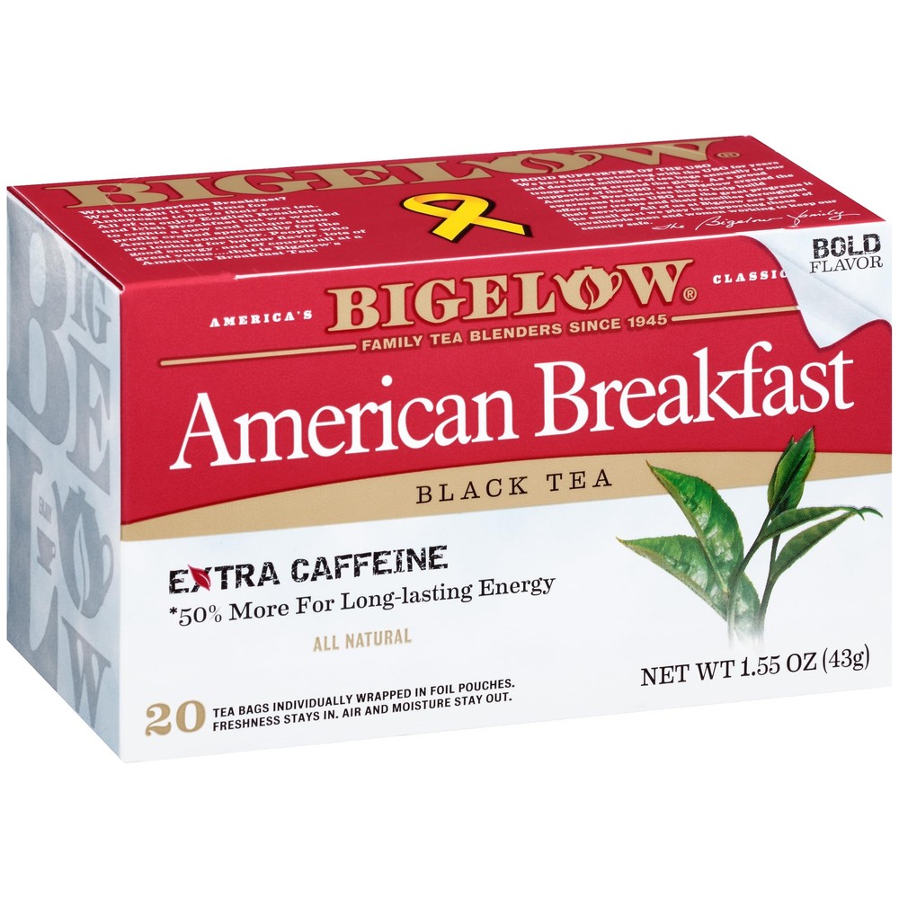 American Breakfast Black Tea Bags, Caffeinated Tea, 20 Count Box (Pack of 6),...