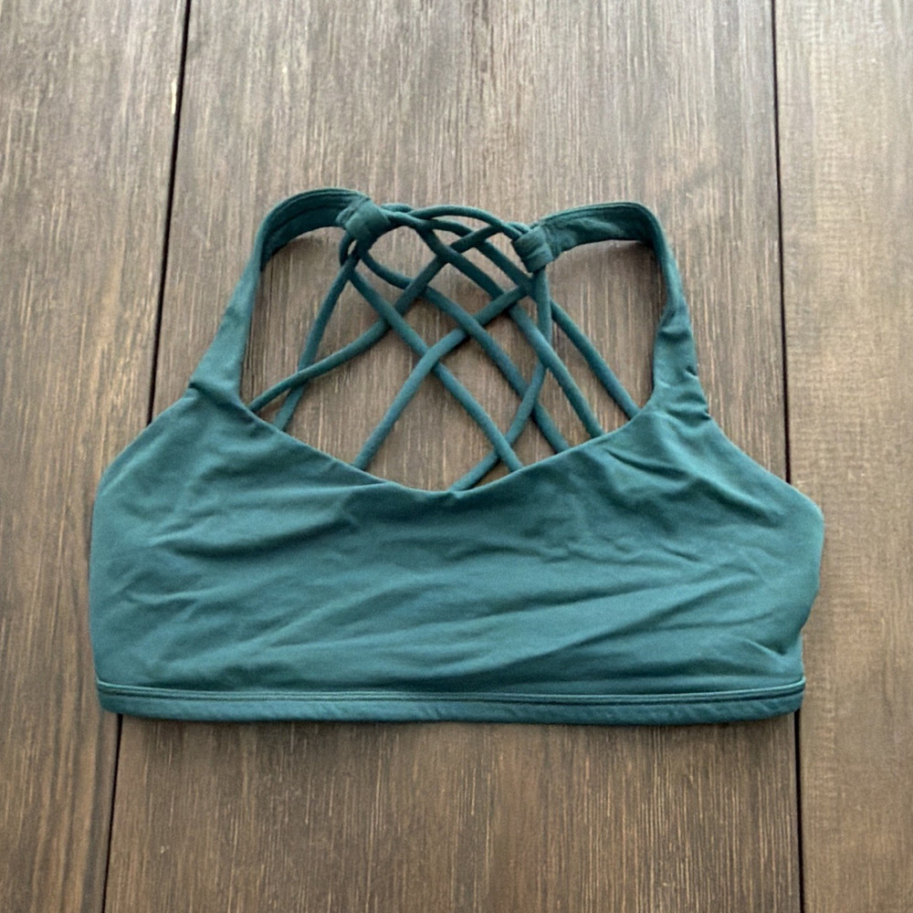 Lululemon Teal Strappy Sports Bra Criss Cross Back Size 6