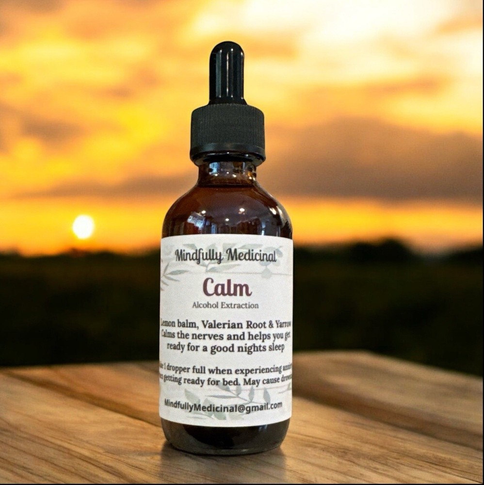 Calm Yarrow Valerian Lemon Balm Tincture for Anxiety Relief and Sleep Support