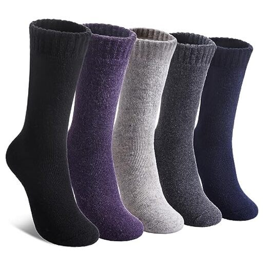 Wool Socks for Women Winter Warm Hiking Purple/Blue/Black/Dark Gray/Light Gray