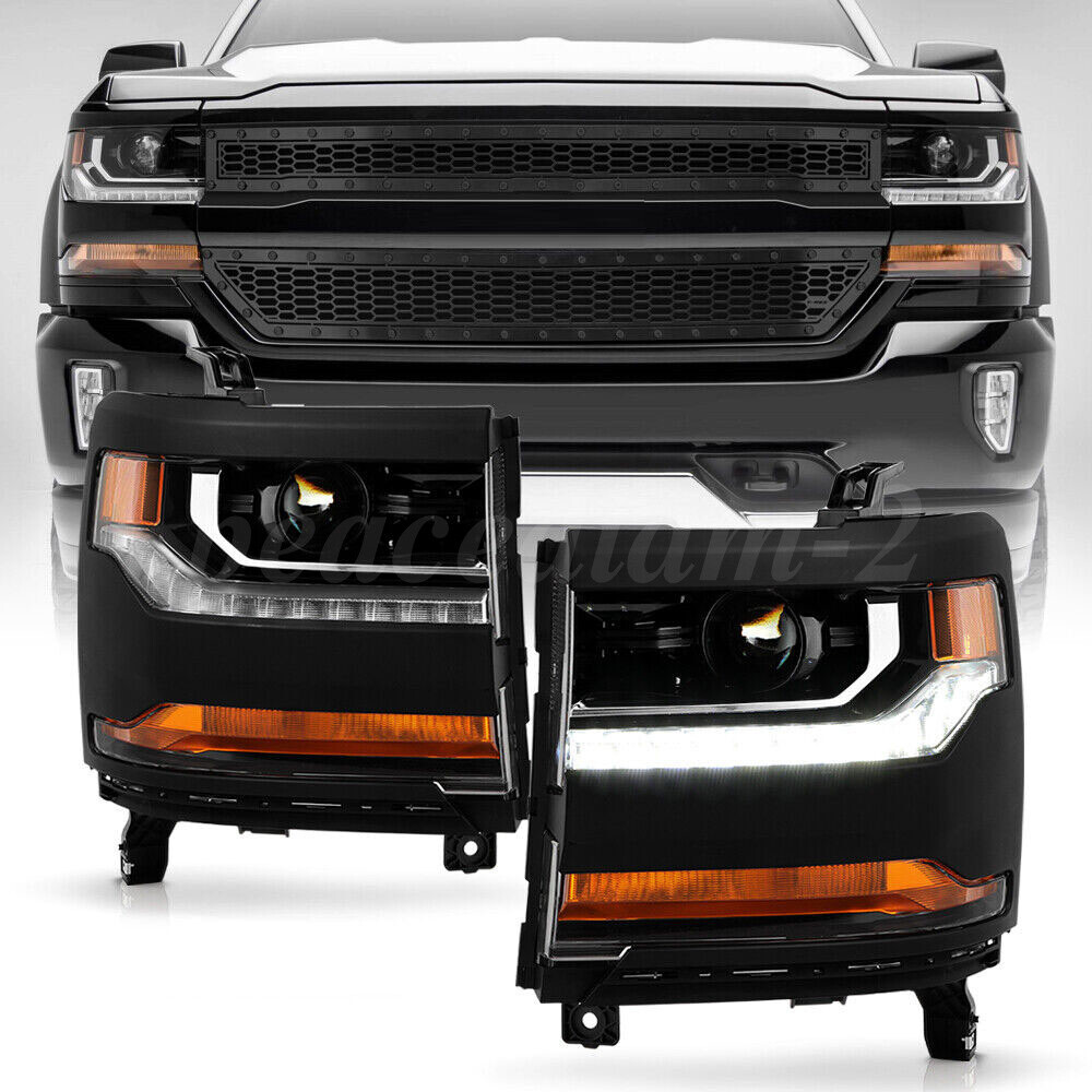 HID Headlight w/LED DRL for 2016-2018 Chevy Silverado 1500 Projector Head Lamp
