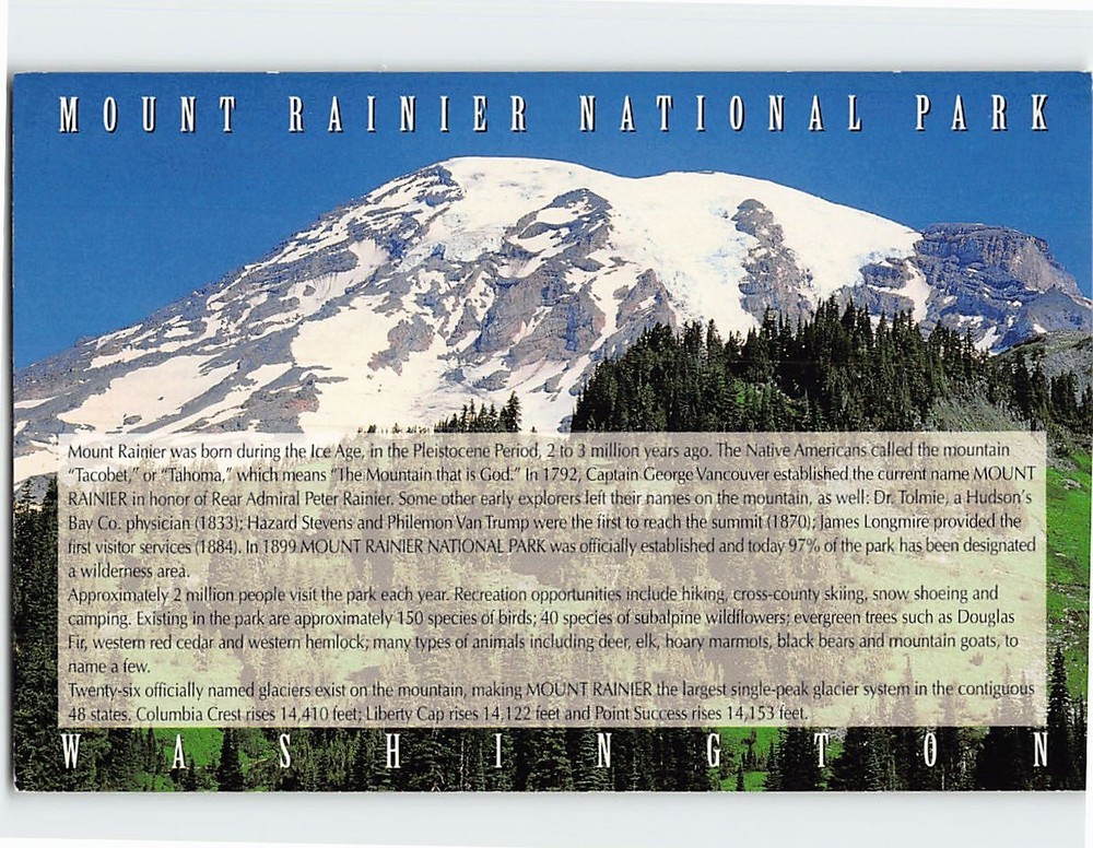 Postcard Mount Rainier National Park Washington USA