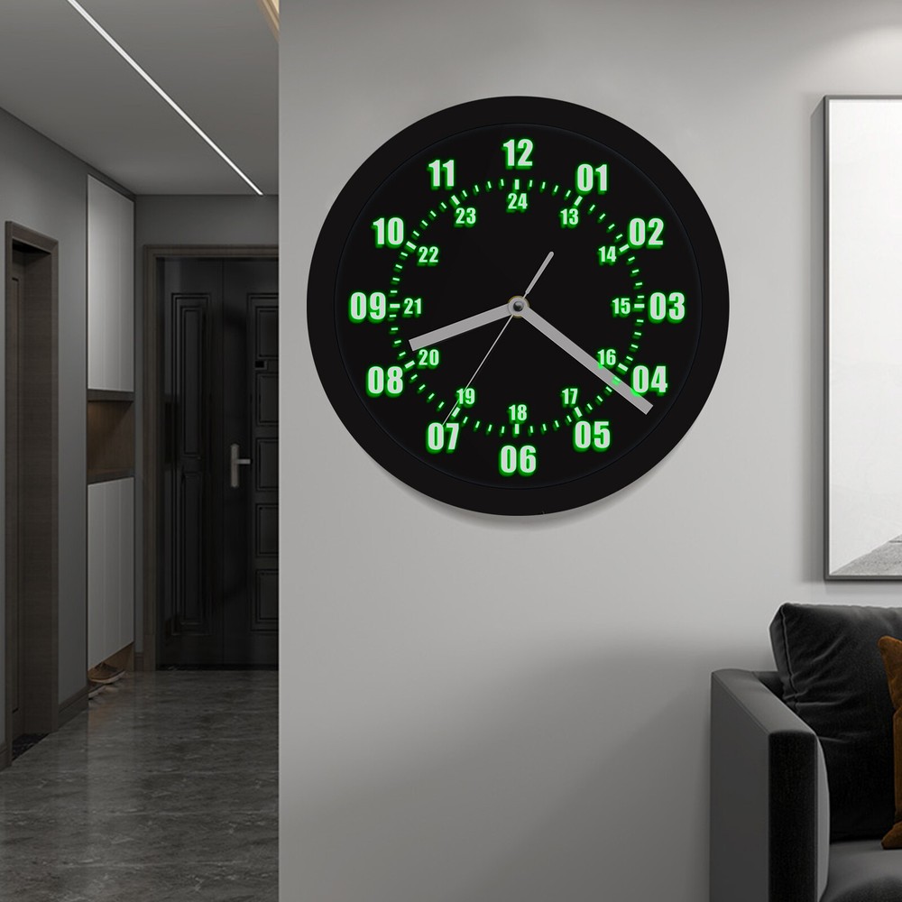 LED Backlight Military Time Wall Clock - 12/24 Hour Watch Style Display