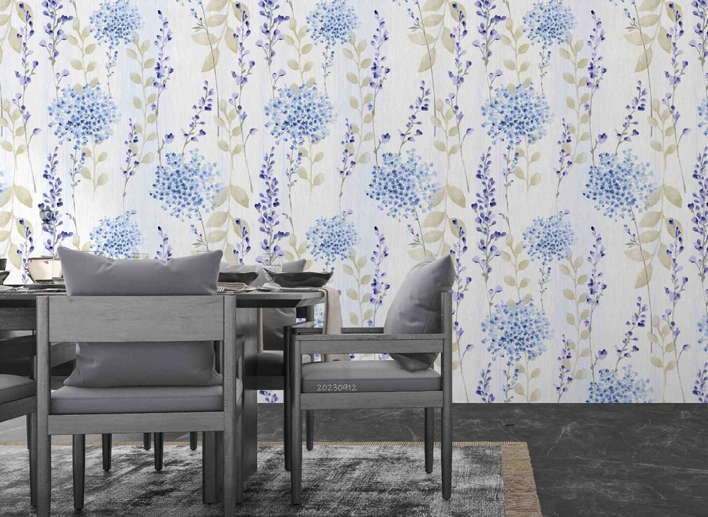 3D Watercolor Blue Floral Leaf Wall Murals Wallpaper Murals Wall Sticker