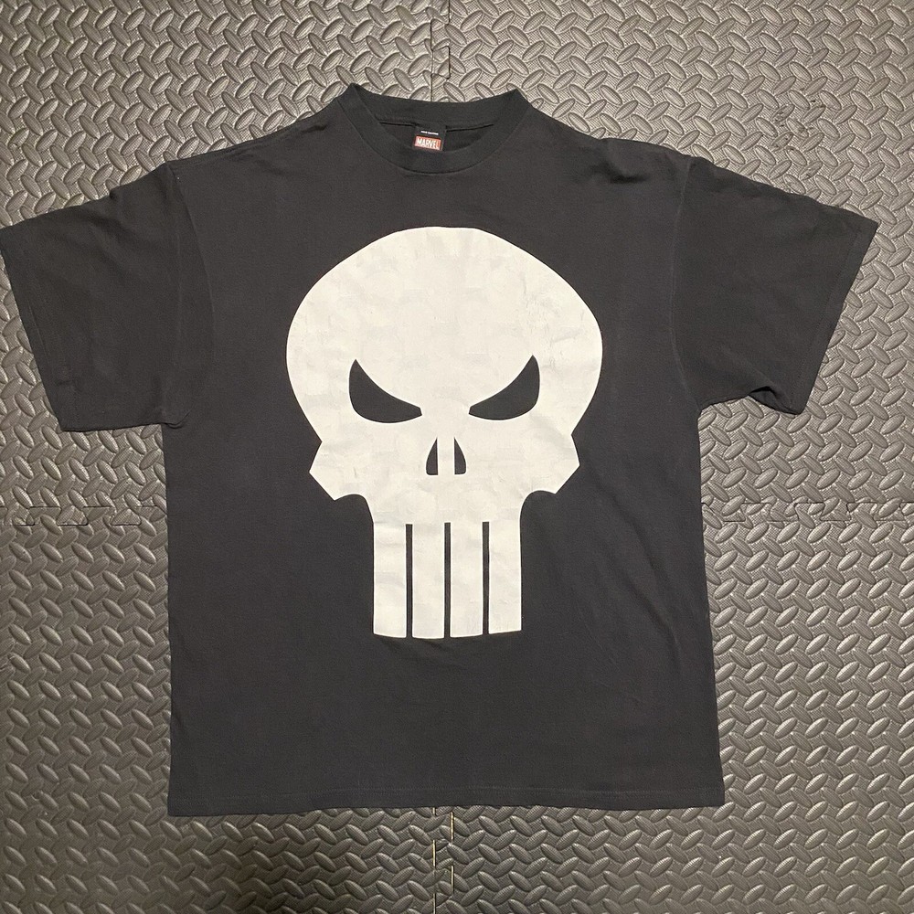 Marvel Mad Engine The Punisher Shirt Big Skull Graphic Print Tee Y2K Mens XL