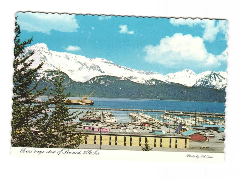 Birds eye view of seaward AK vintage postcard unposted