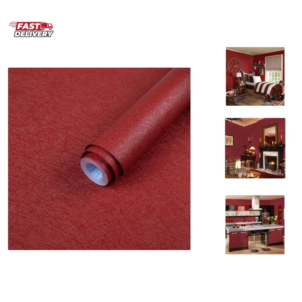 Dark Red Peel and Stick Self Adhesive Wallpaper - Removable Waterproof Bathro...