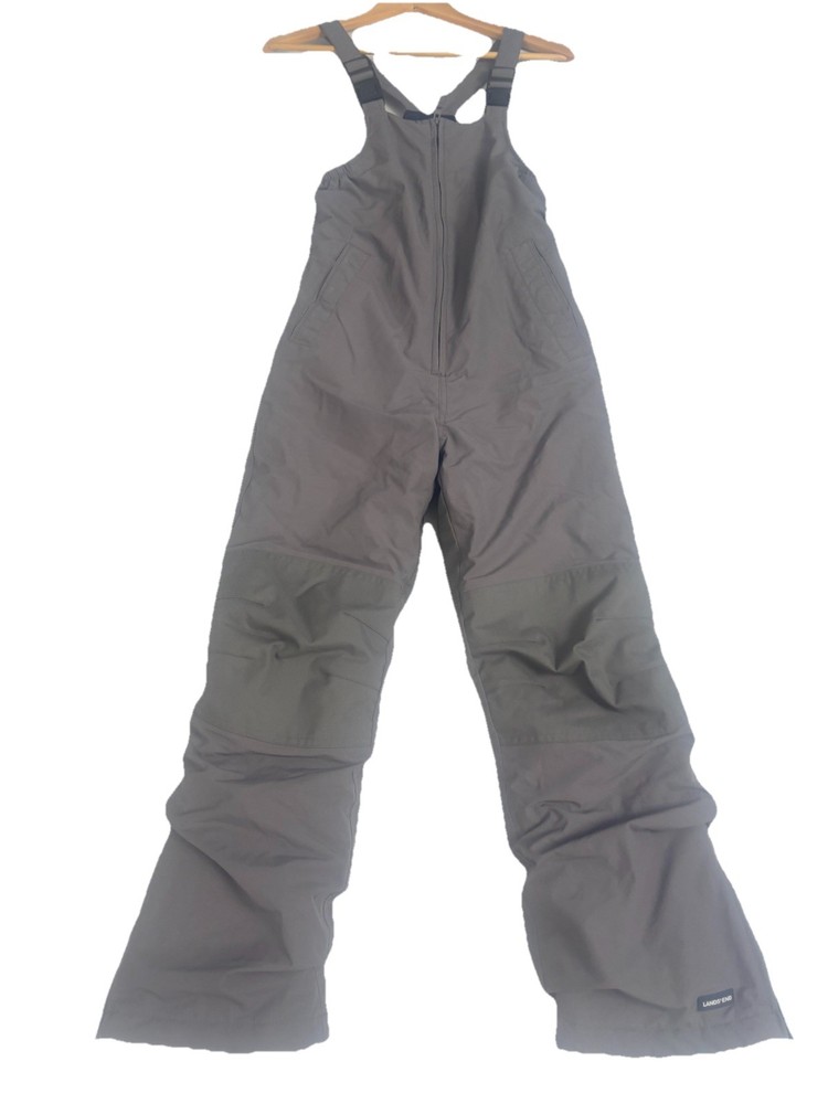 Lands’ End Kids Snow Bibs Gray Insulated Ski Snow Pants Size 10S Winter