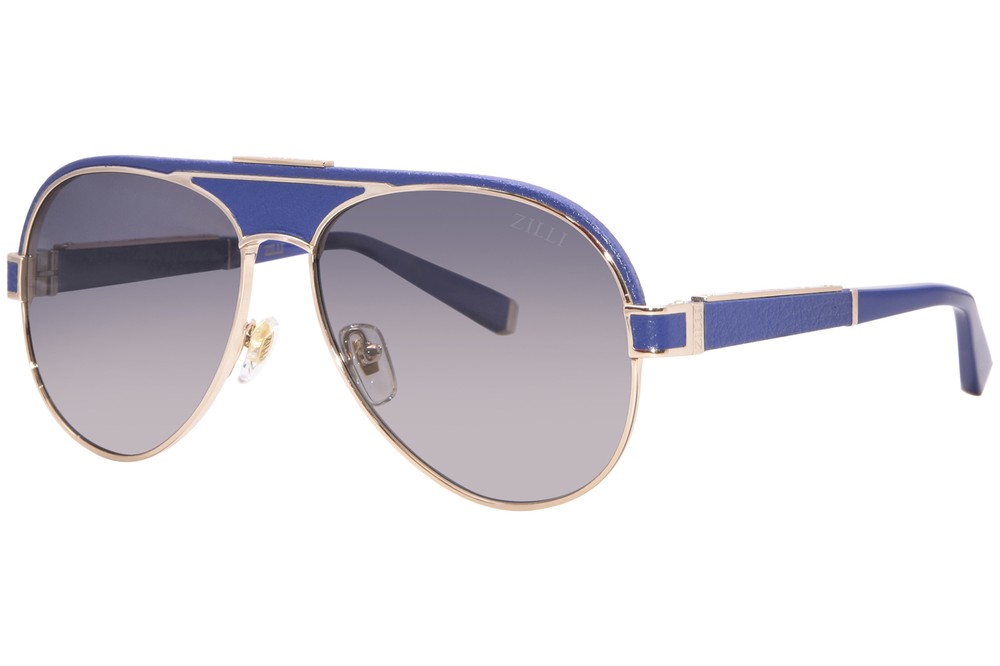 Zilli ZI65047 C09 Gold Blue Grey Pilot Sunglasses for Men 60mm