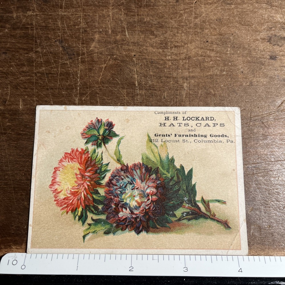 Antique Victorian Trading Card Hats & Caps Fishing Goods Columbia Pa - B1
