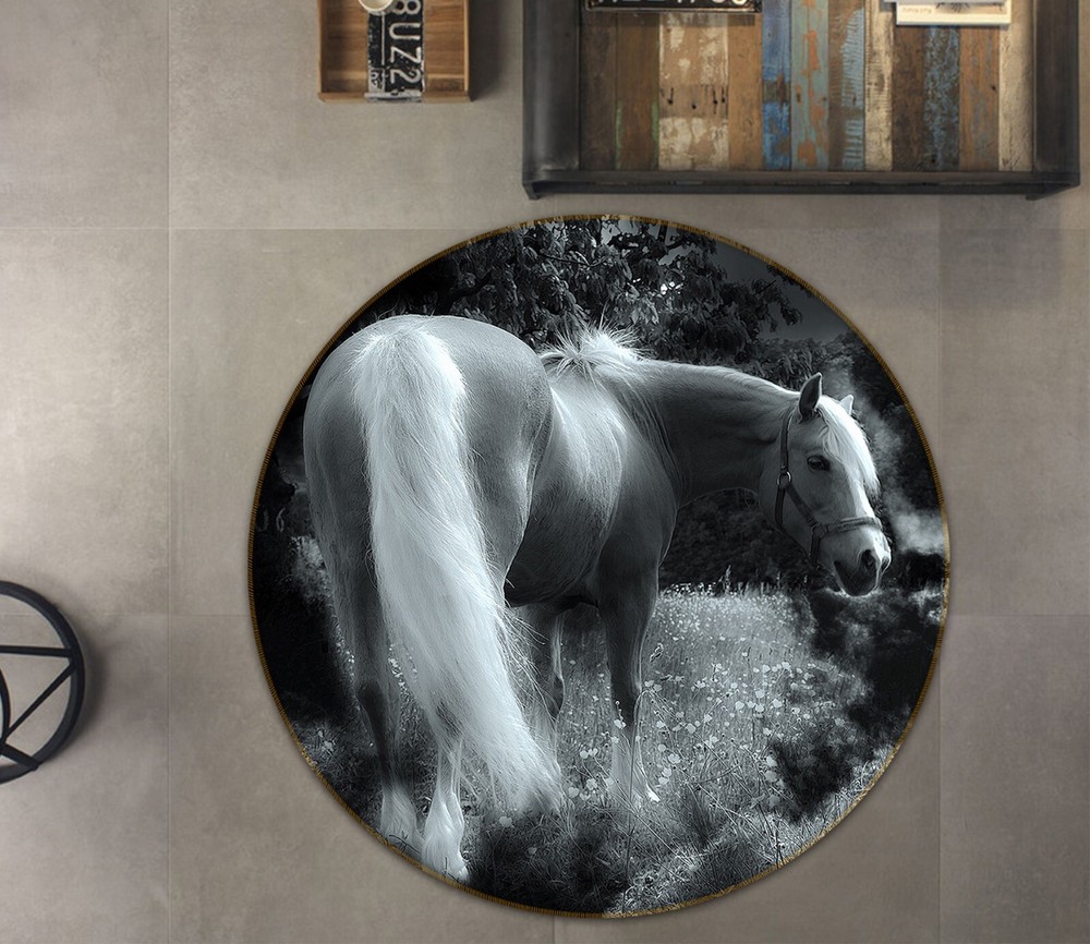 3D Quiet Horse AHO186921 Animal Non Slip Rug Mat Elegant Photo Carpet Romy