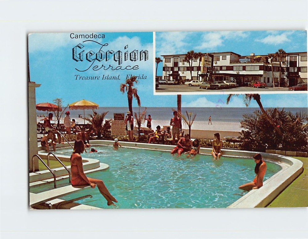 Postcard Pool & Ocean View Georgian Terrace Motel St. Petersburg Florida USA