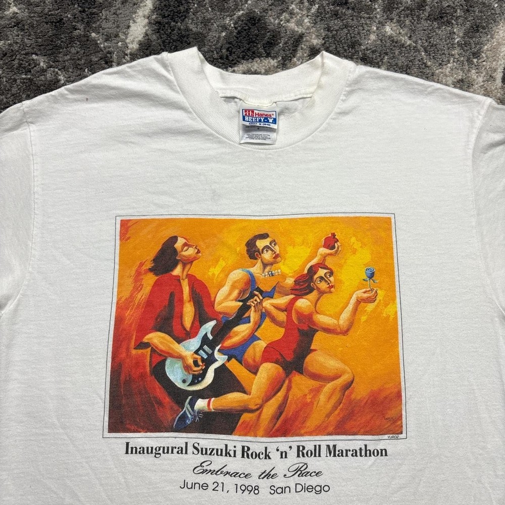 Vintage Art Shirt Mens Medium Yuroz Yuri Gevorgian 90s Marathon Race Cubism