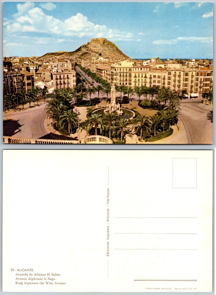 Continental Alicante King Alphonso Avenue Postcard