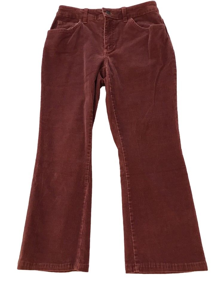 St Johns Bay Petite Corduroy Jean Style Pants Women 6P Stretch Bootcut Rust Clr