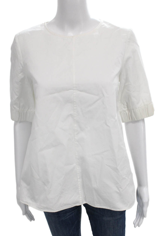 COS Womens Basic White Cotton Short Sleeve Blouse Crew Neck Size 4Free Shipping in US $100+ Orders | $6.95 Orders Below