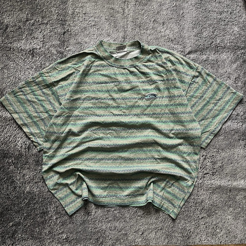 Vintage Quiksilver Full Striped print Oversized t-shirt Men's Size Xl