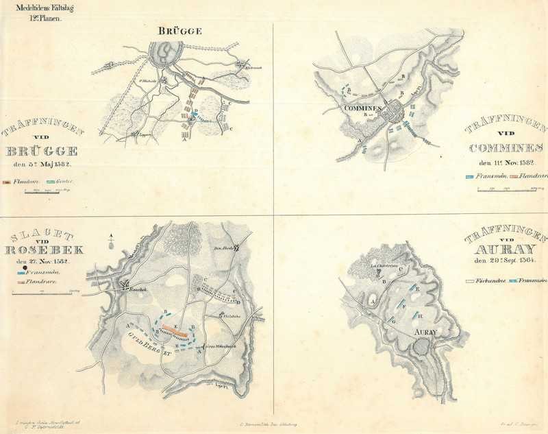 Map of Bruges, Roosbeek, Comines-Warneton and Auray
