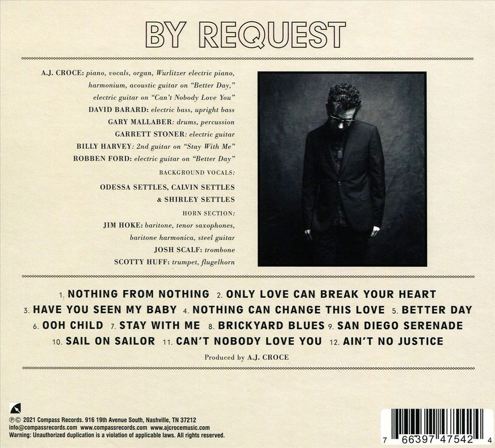A.j. Croce By Request New Cd
