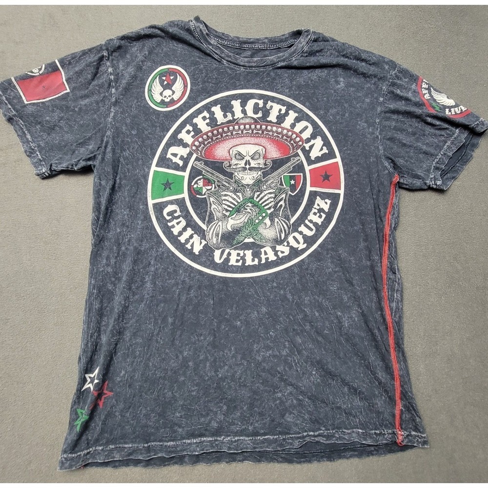 AFFLICTION x Cain Velasquez XL T-Shirt UFC MMA Double Sided Graphic USA-Made