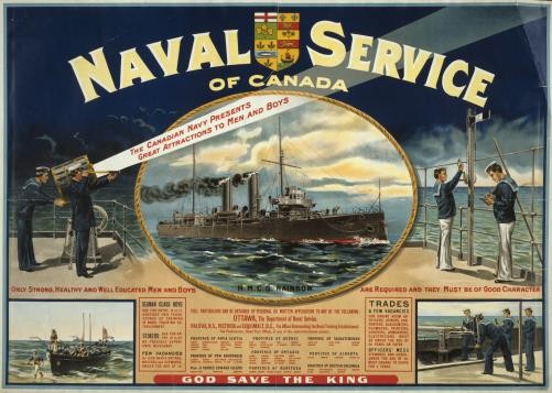 World War I,WWI,Canadian Warships,Sailors,Battleship H.M.C.S. Rainbow,1915