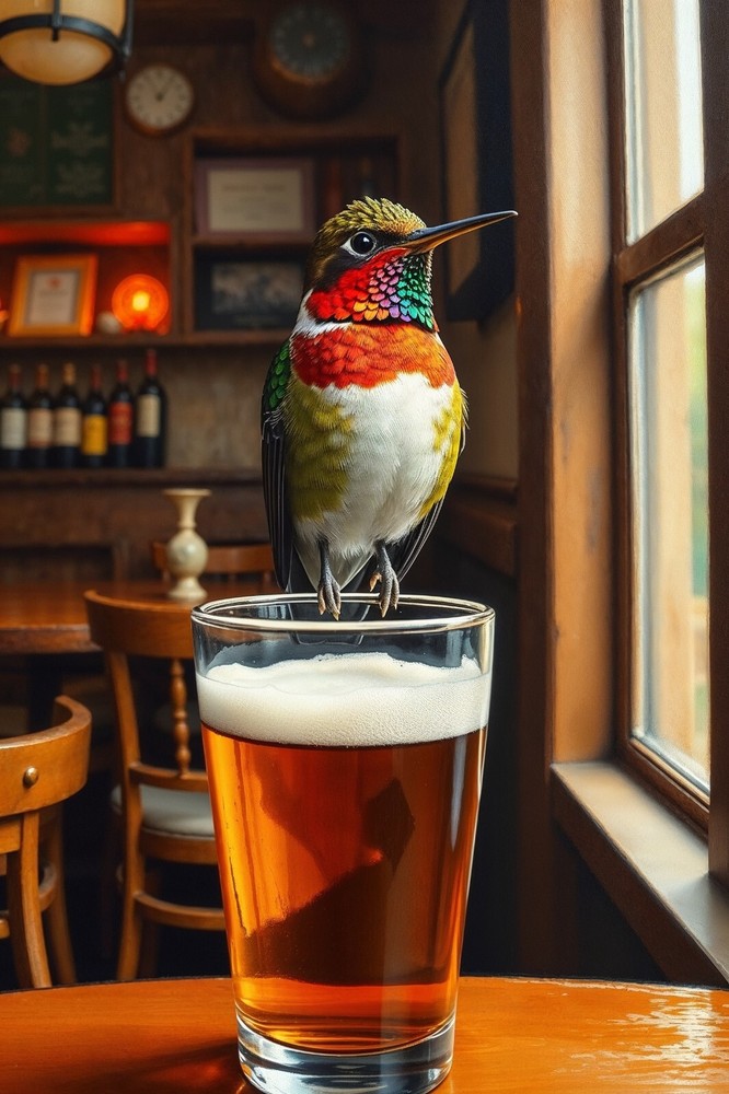 Hummingbird Beer Pub Fantasy 4x6 Premium Photo Art Print
