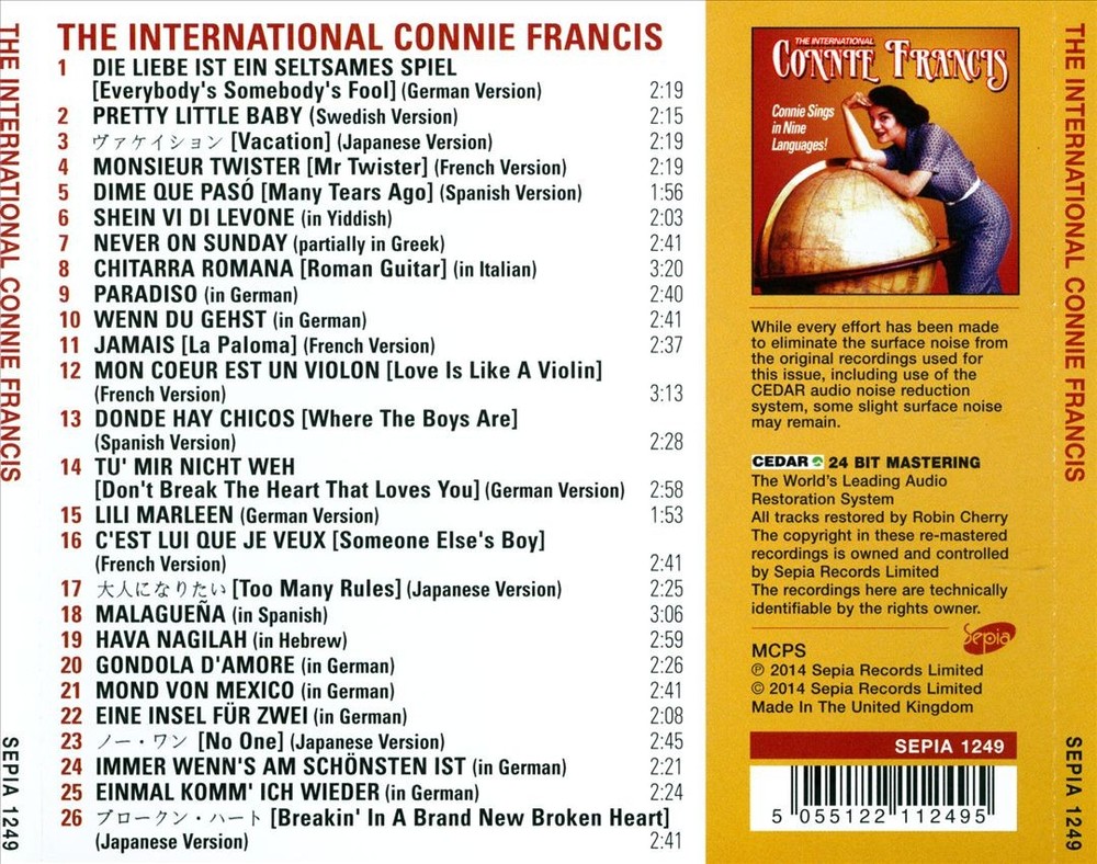 Connie Francis International Connie Francis New Cd