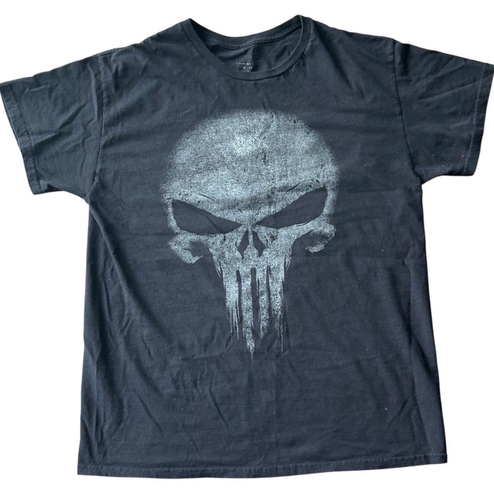 MARVEL Punisher Men’s Medium Black T Shirt Skull Logo VTG Y2K