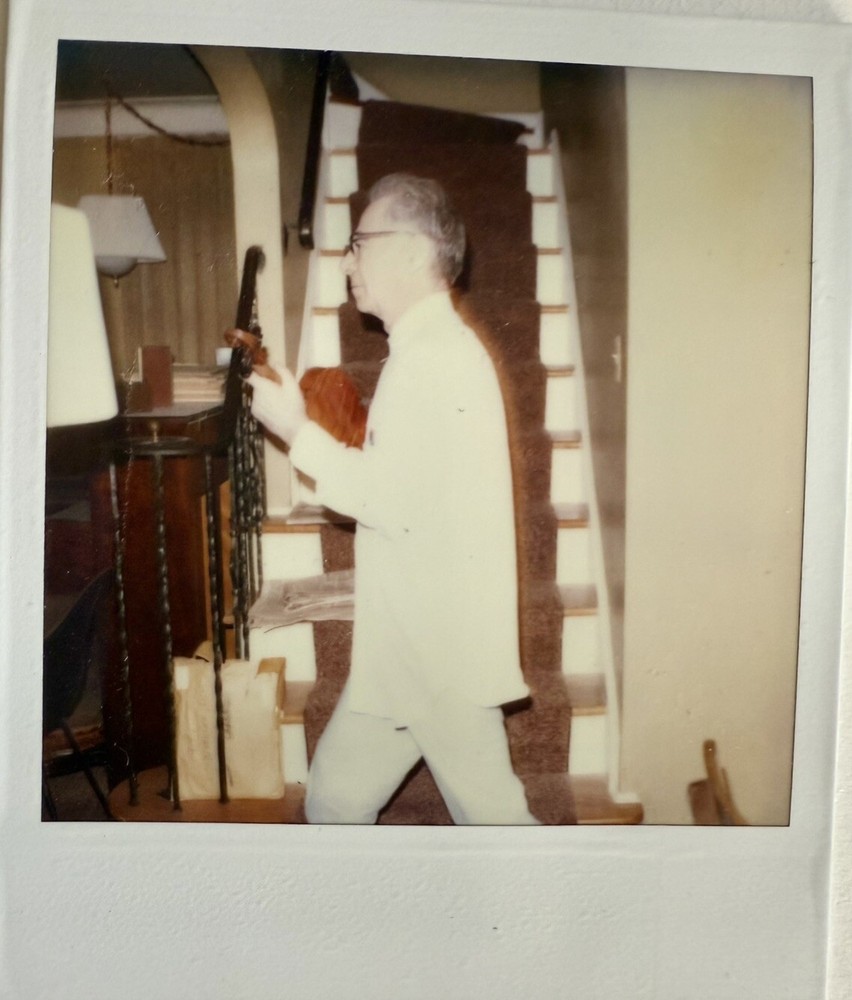 Weird Abstract VTG POLAROID Strange Photo  Found Vernacular Art Man With Violin-image